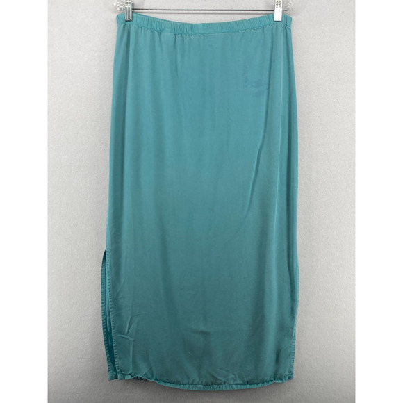 HEAVEN Skirt S 80s Twill Cotton Straight Maxi Elastic Waist Green VTG USA - Picture 3 of 14